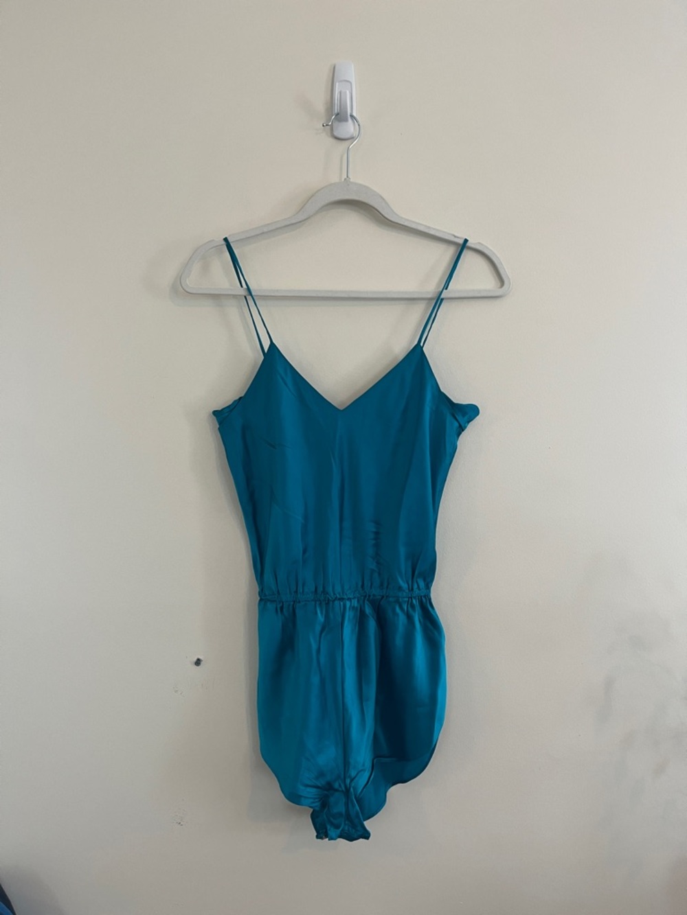 Vintage Lauren Alexandra Silk Lingerie Playsuit Romper Blue Green Luxury S